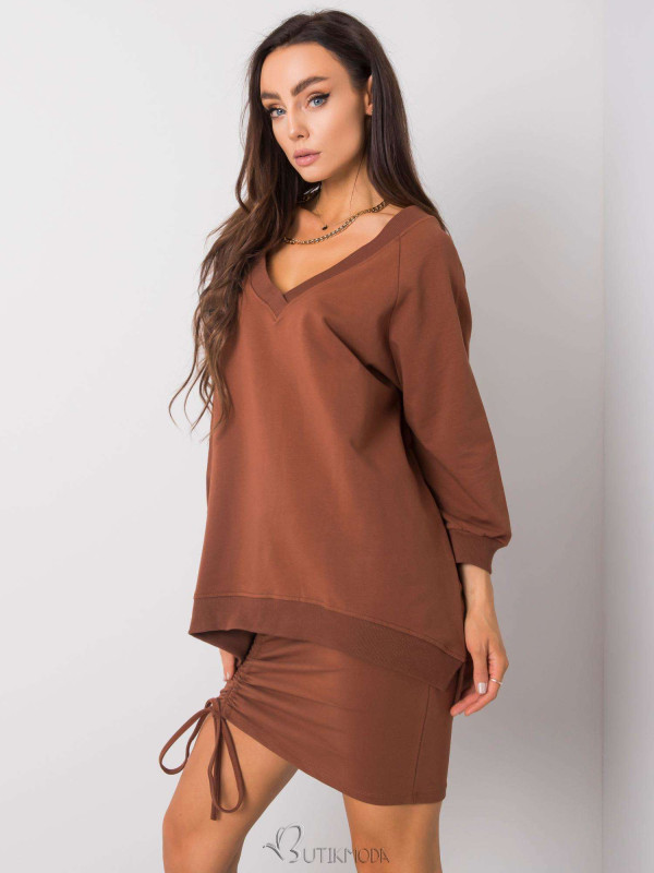 RUE PARIS Brown Oversize Sweatshirt