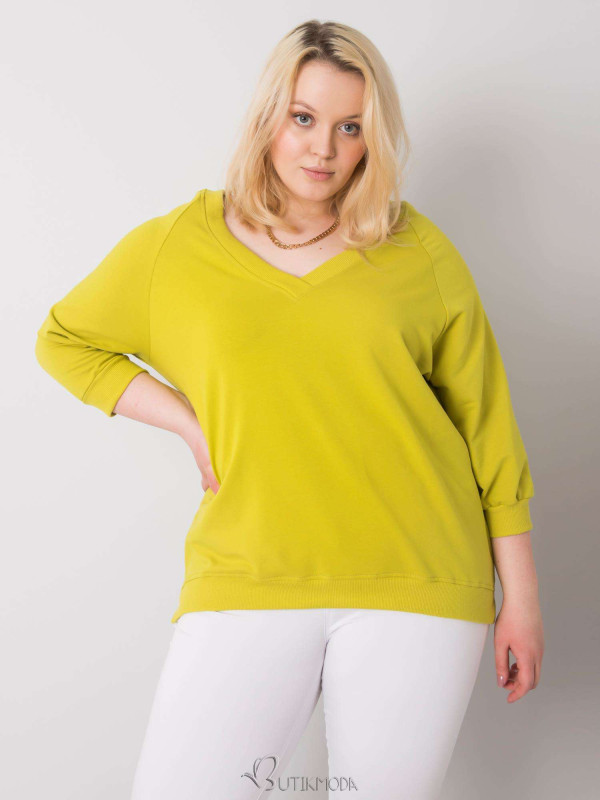 Light Green Plus Size Cotton Sweatshirt