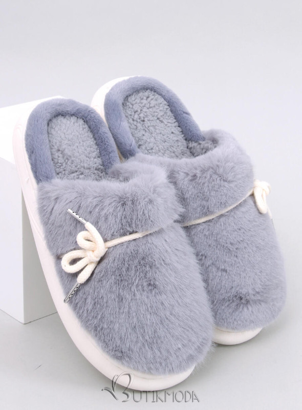 Grey  fur slippers