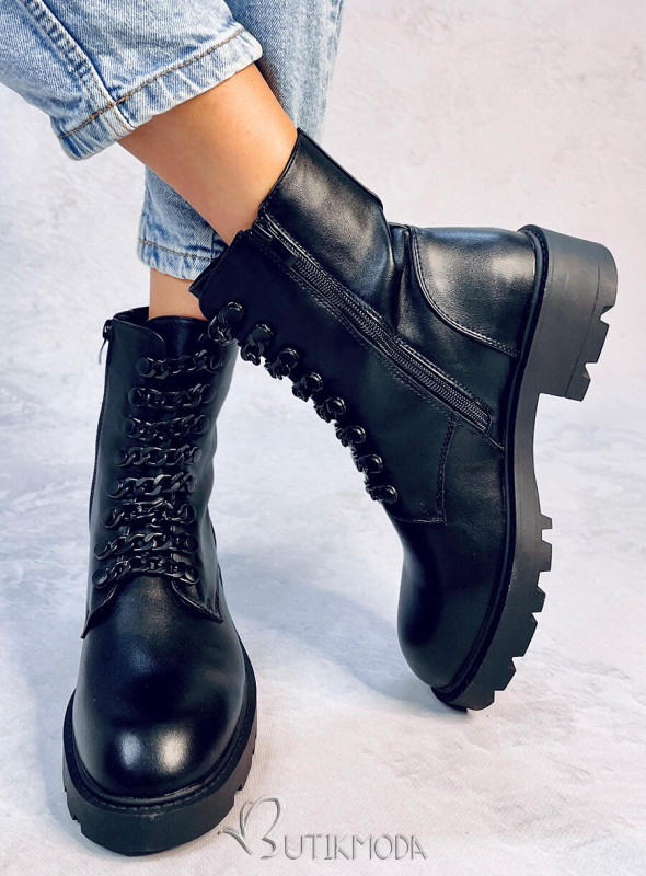 Black classic lace-up boots