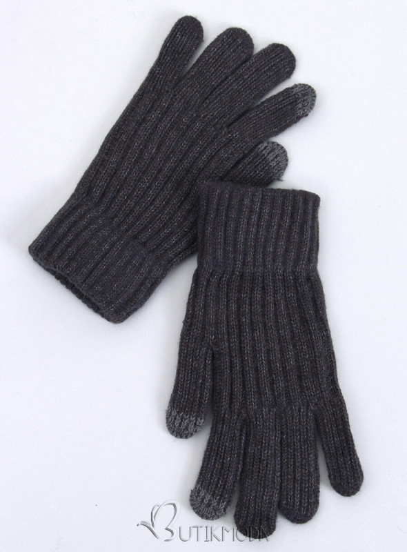 Warm women's gloves dark grey