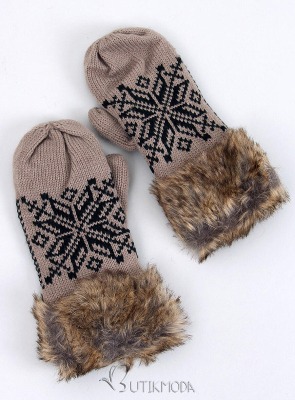 Mocca gloves with faux fur