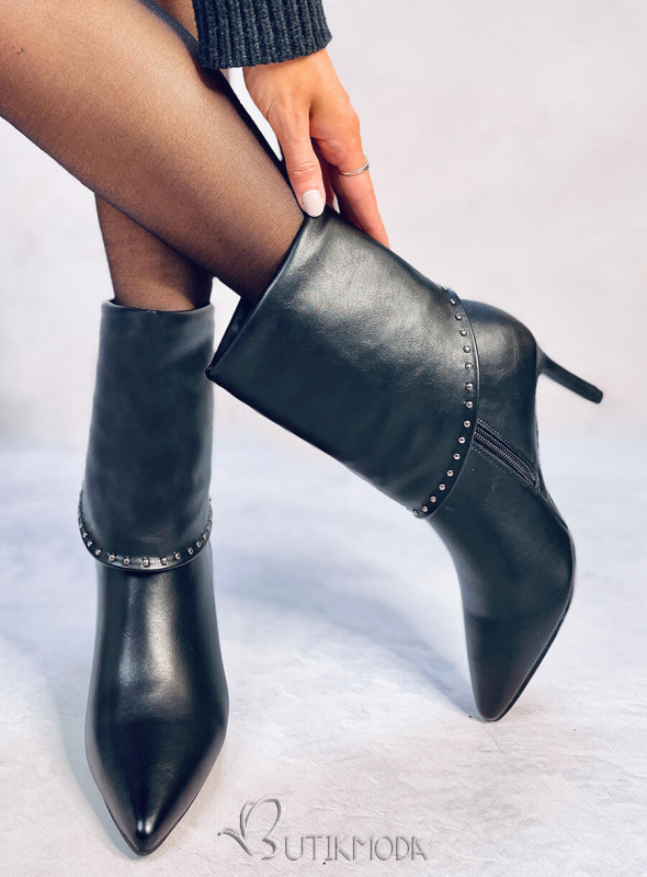 Black stiletto heel ankle boots