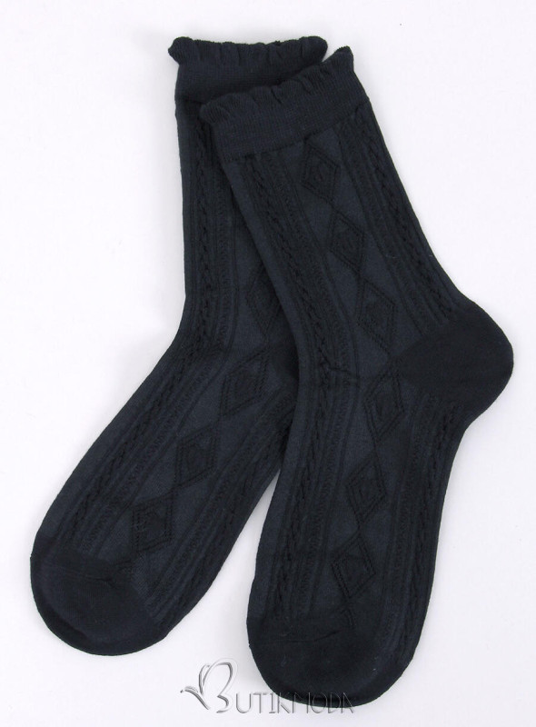 Black socks with knitted pattern 02