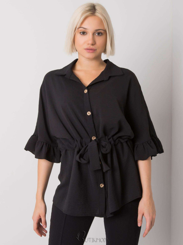 Elegant Black Blouse with Ruffles