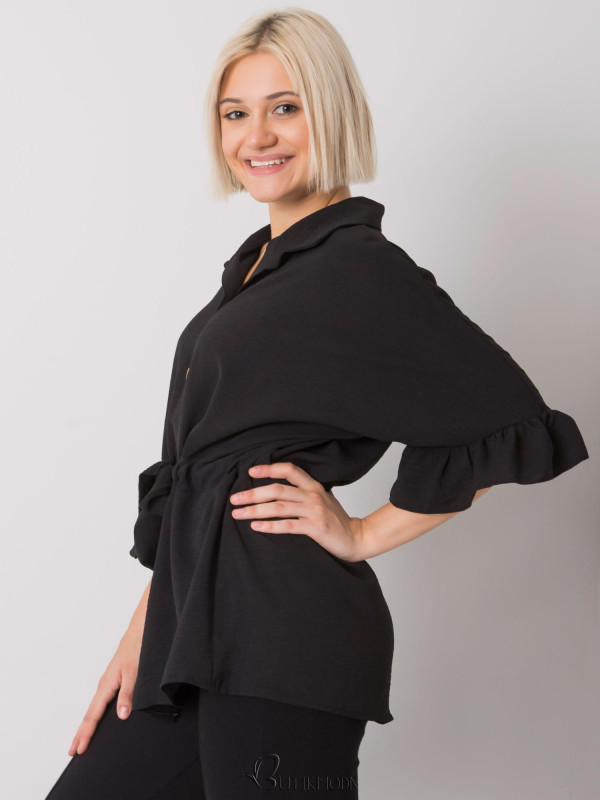 Elegant Black Blouse with Ruffles