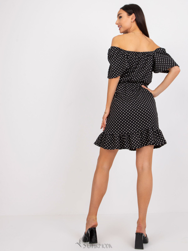 Stylish Black Dress with White Polka Dots