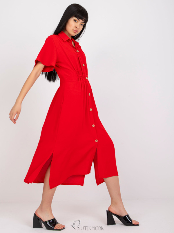 Elegant Red Shirt Dress