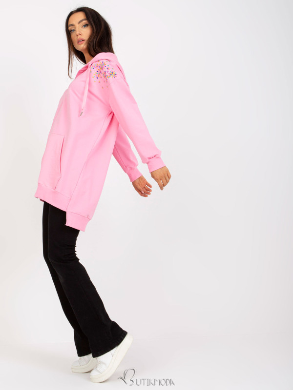 Pink Long Zip-Up Hoodie RUE PARIS