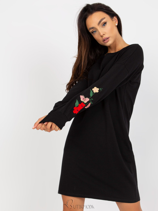 Black Mini Dress with Embroidery RUE PARIS