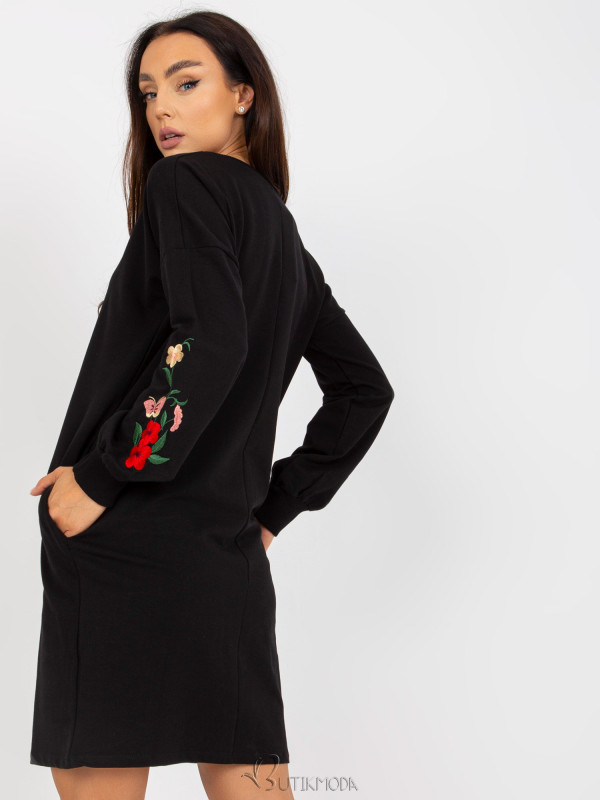 Black Mini Dress with Embroidery RUE PARIS