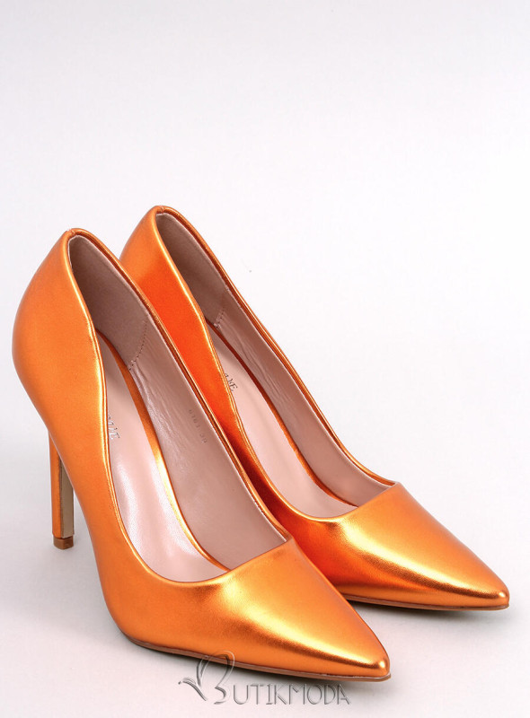 Orange pumps on a stiletto heel