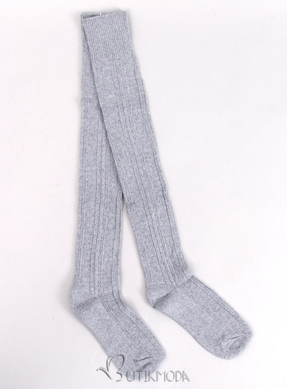 Women's cotton knee highs light grey