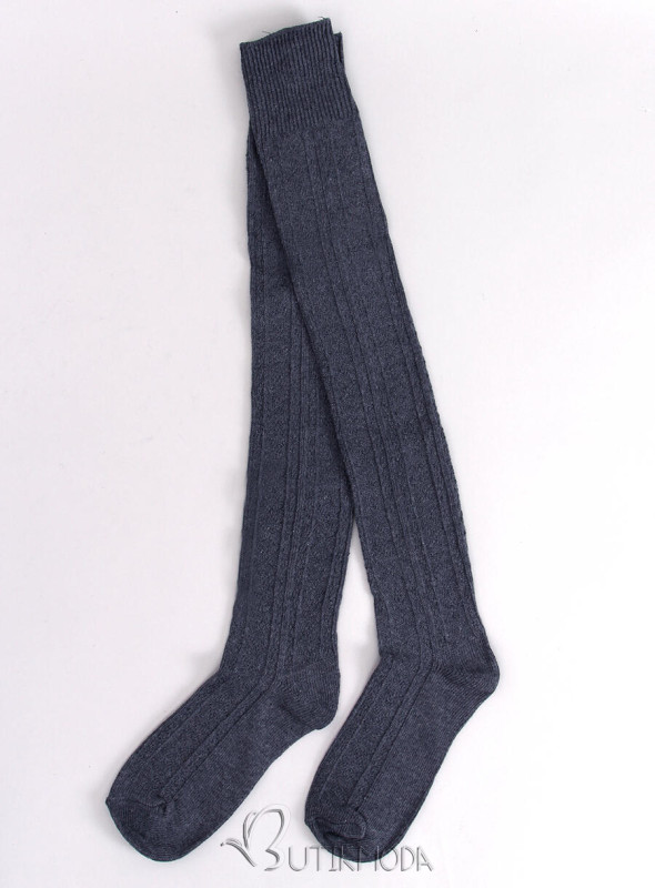 Women's cotton knee highs dark grey