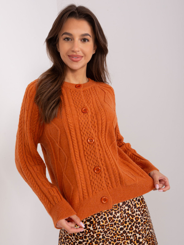 Dark Orange Knitted Cardigan