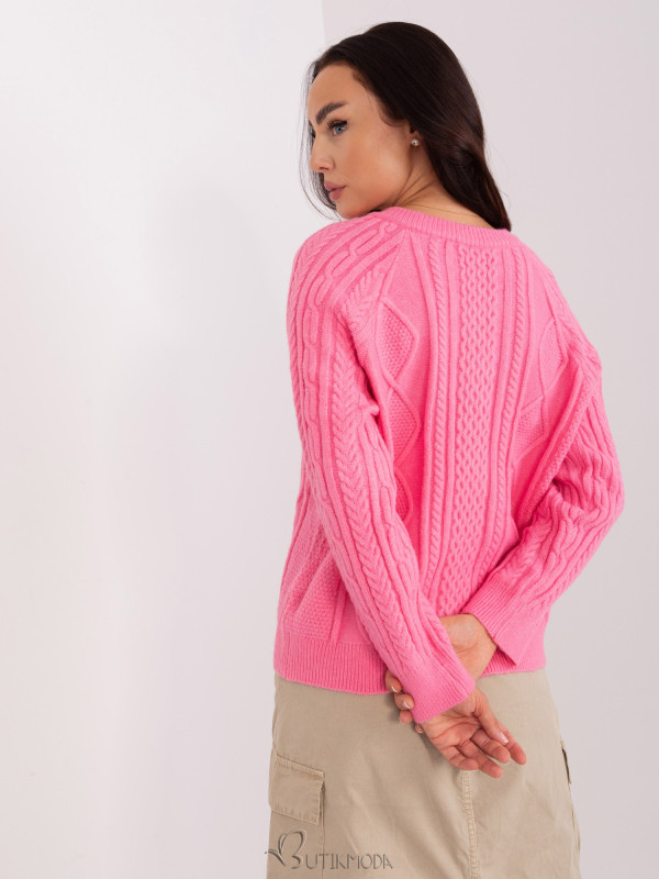 Pink Knitted Button Sweater