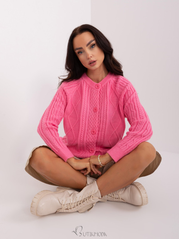 Pink Knitted Button Sweater