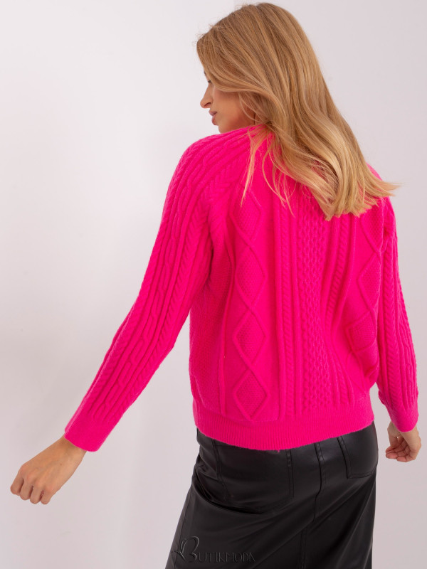 Dark Pink Cardigan with Braids