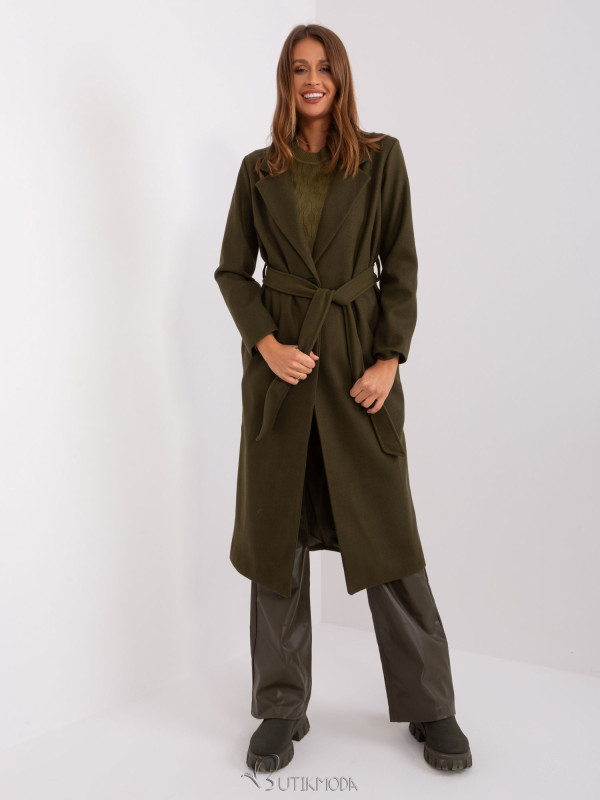 Khaki Long Coat with Belt OCH BELLA