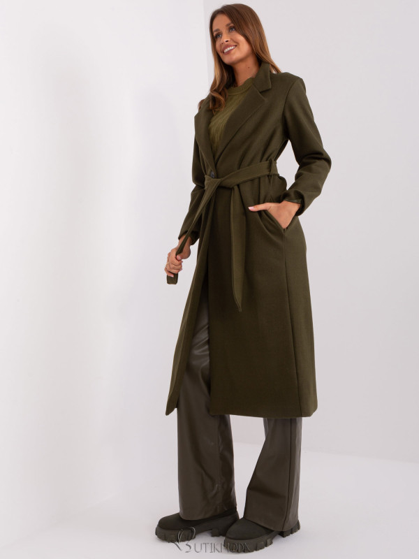 Khaki Long Coat with Belt OCH BELLA