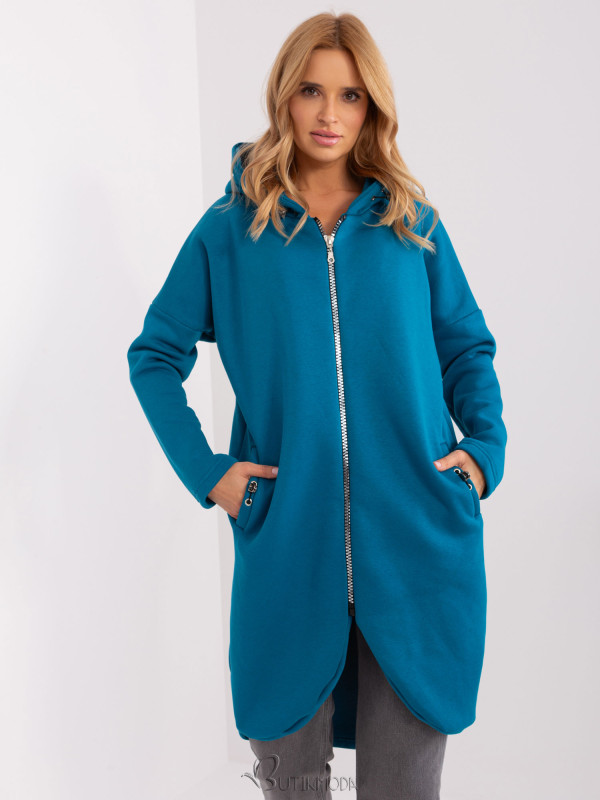 Long Blue Hoodie with Pockets Tina RUE PARIS