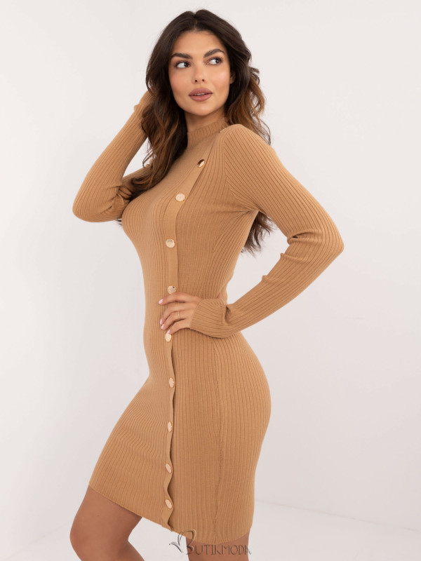 Elegant Brown Dress with Long Sleeves