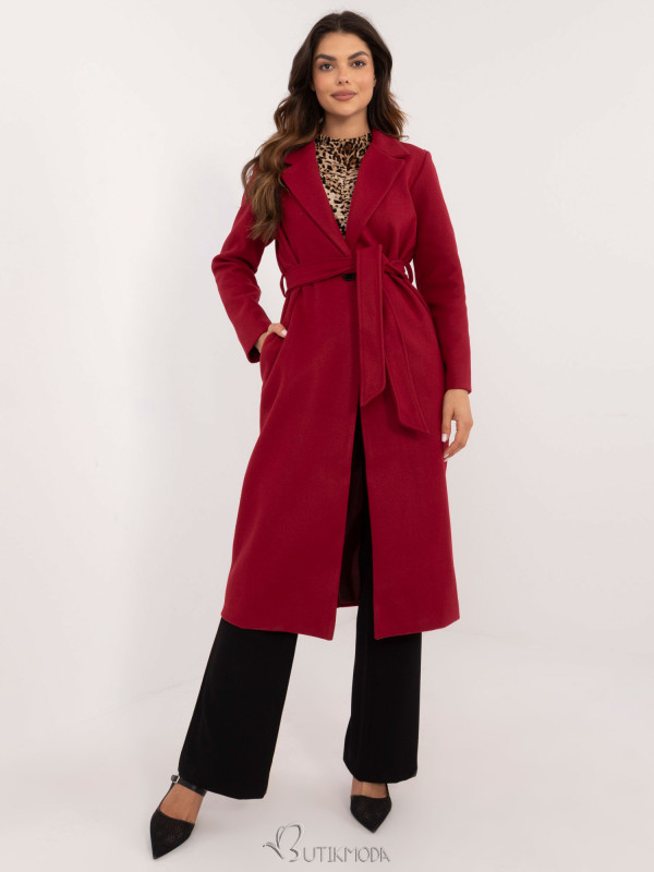 Elegant Transitional Coat in Dark Red