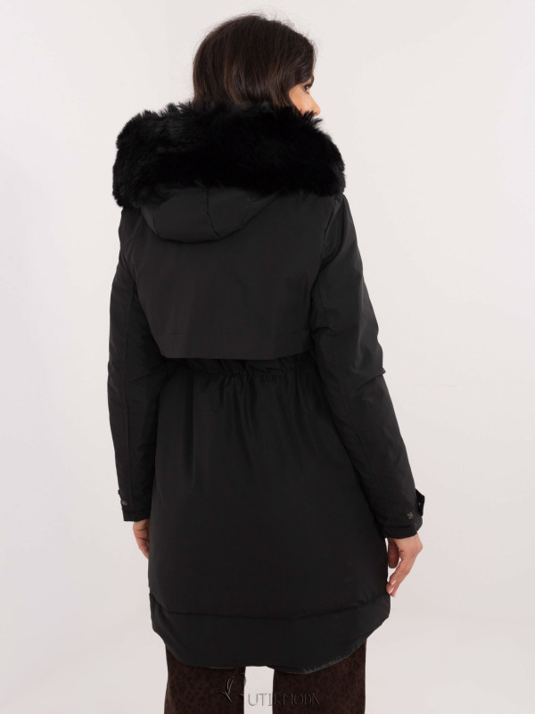 Women's Black Winter Jacket with Hood