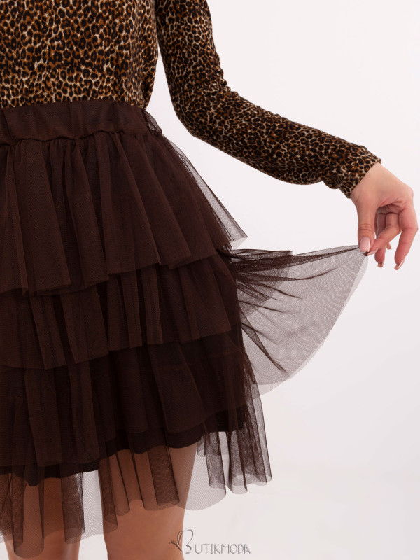 Elegant Mini Tulle Skirt in Dark Brown