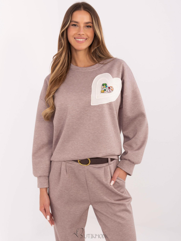 Stylish Beige Sweatshirt with Long Sleeves