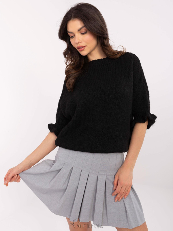 Elegant Black Sweater with 3/4 Sleeves