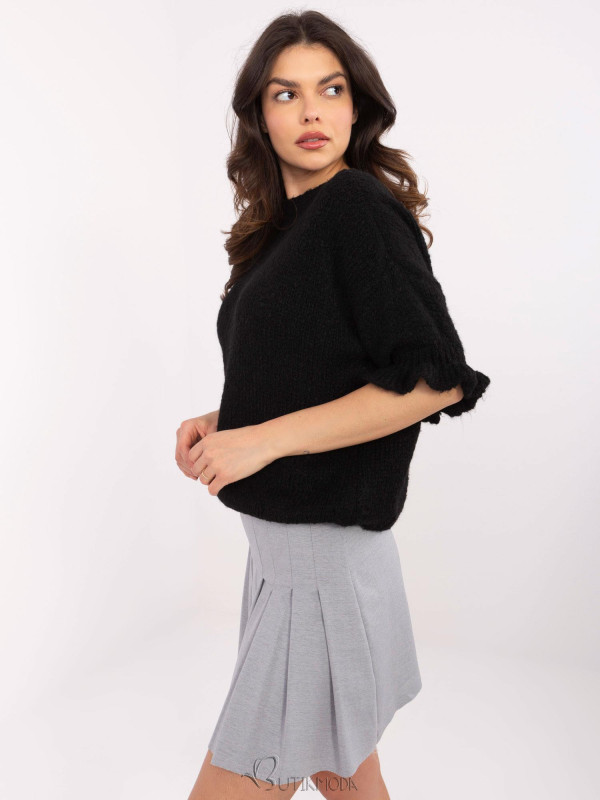 Elegant Black Sweater with 3/4 Sleeves