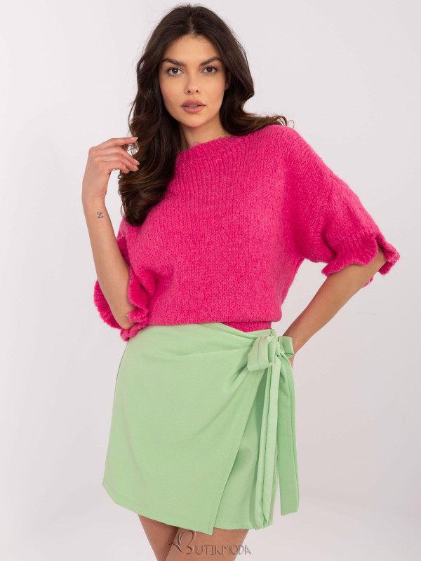 Fluo Pink Sweater with 3/4 Sleeves