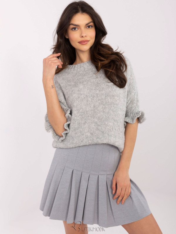 Gray Sweater with 3/4 Sleeves