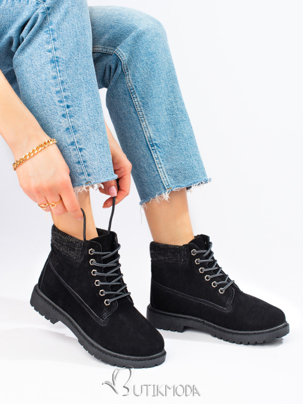 Black Leather Ankle Boots by Shelovet