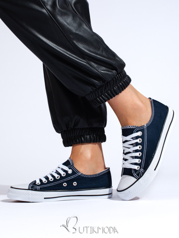 Dark blue women's canvas sneakers