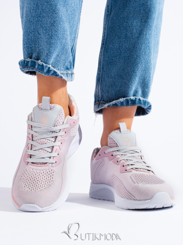 Women's Sport Sneakers Shelovet with Lacing in Light Pink