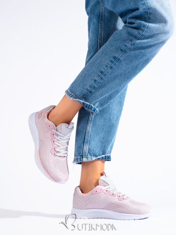 Women's Sport Sneakers Shelovet with Lacing in Light Pink