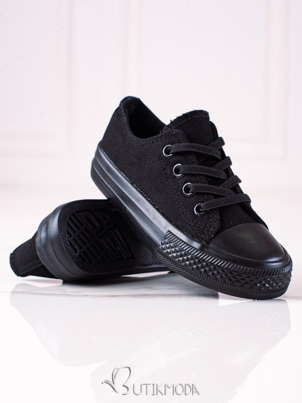 Black children's lace-up sneakers