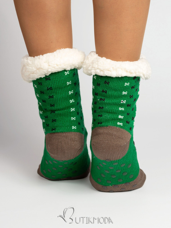 Women's warm socks SANTA green