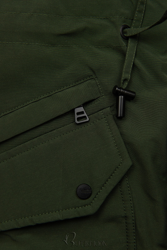 Khaki parka with ecru warm lining