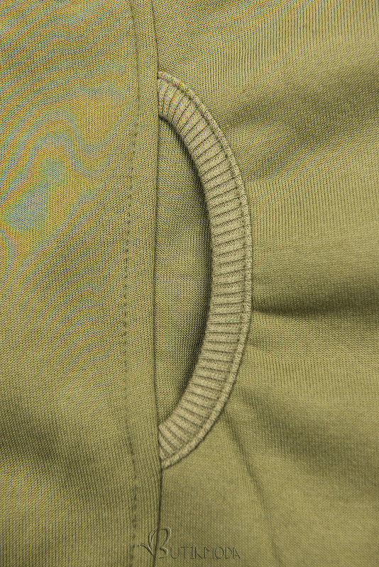 Basic zip-up hoodie in khaki