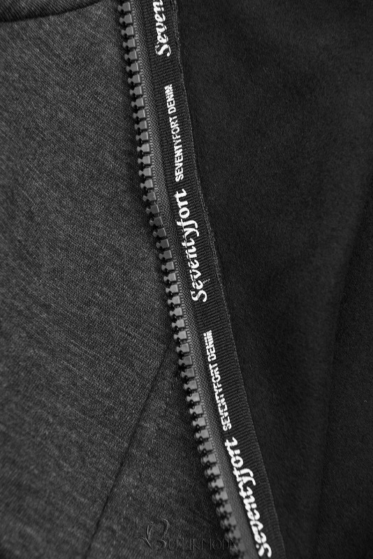 Dark gray sweatshirt with patterned hood lining