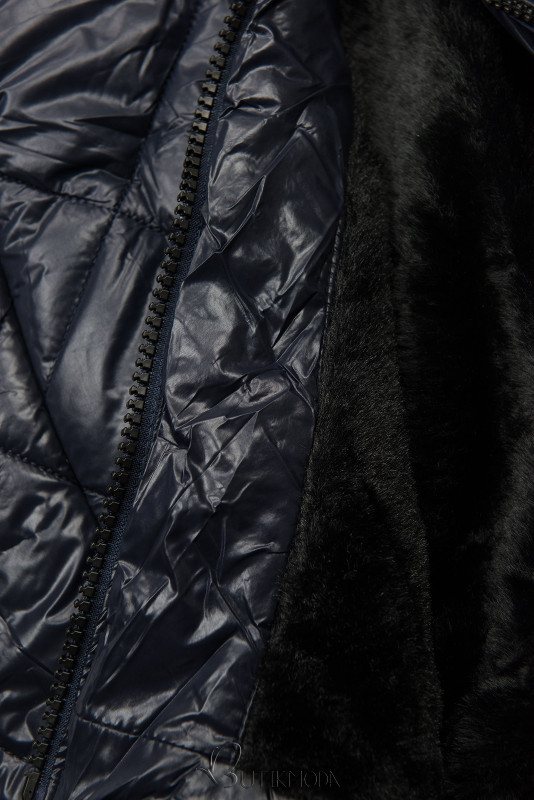 Belted winter jacket in dark blue