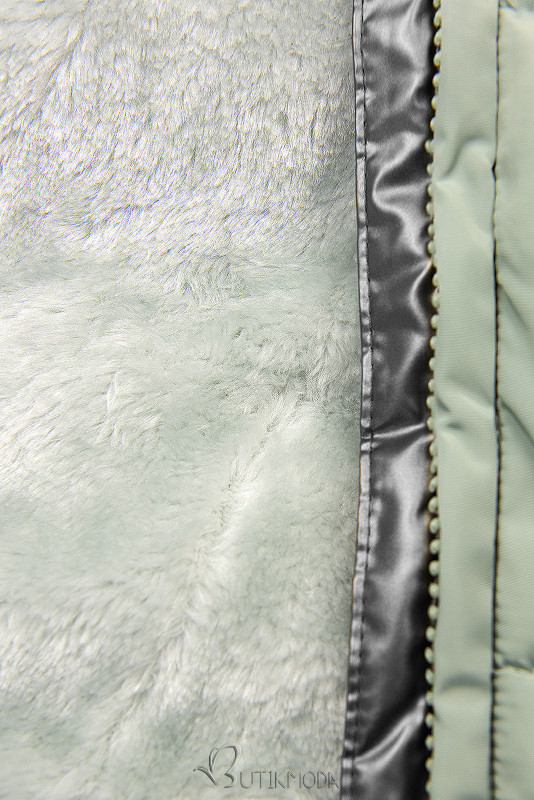 Jade padded winter jacket with silver hem