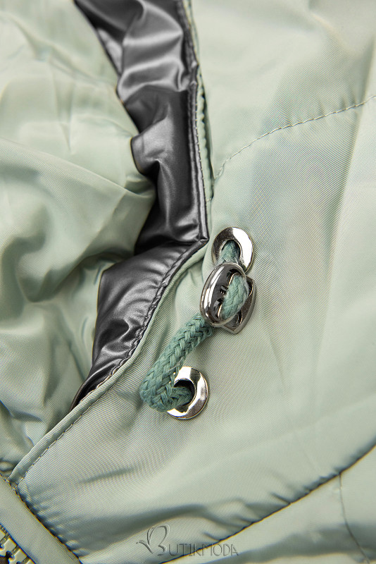 Jade padded winter jacket with silver hem