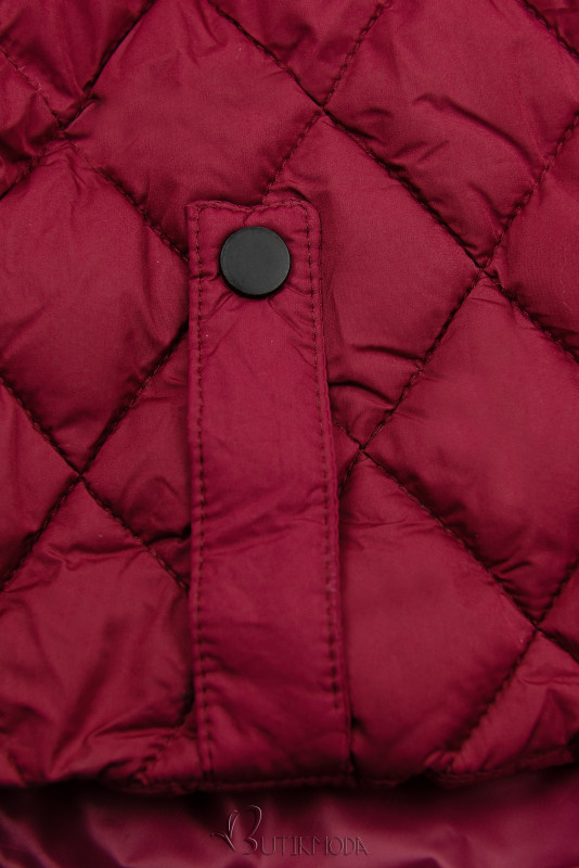 Wine red mid season quilted jacket
