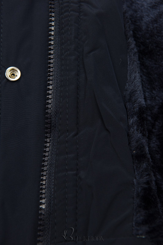 Dark blue winter jacket with fleece lining