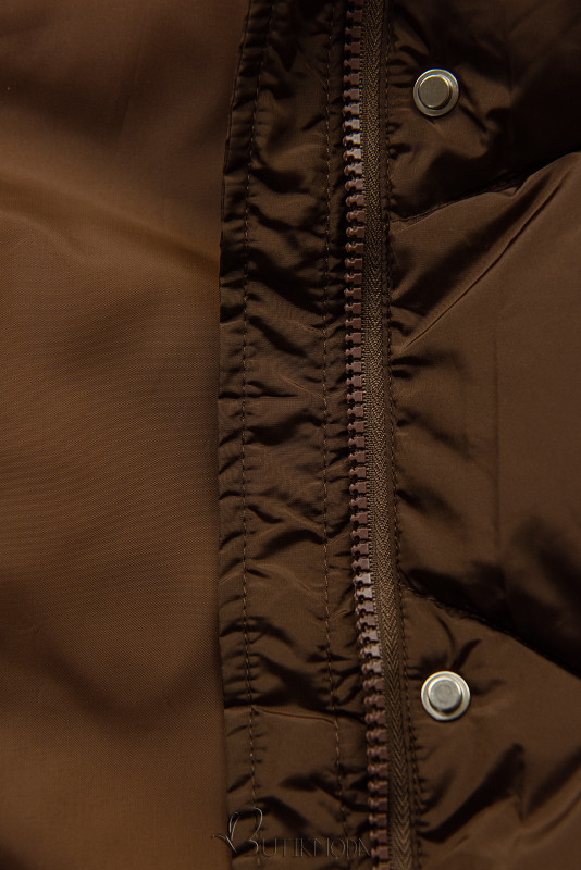 Brown winter bomber jacket in an elongated cut