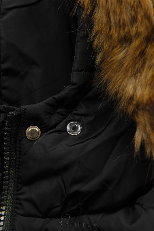 Black winter bomber jacket in an elongated cut